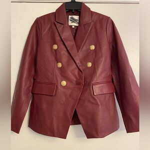 Women’s Burgundy Leather Lightweight Jacket Size Small